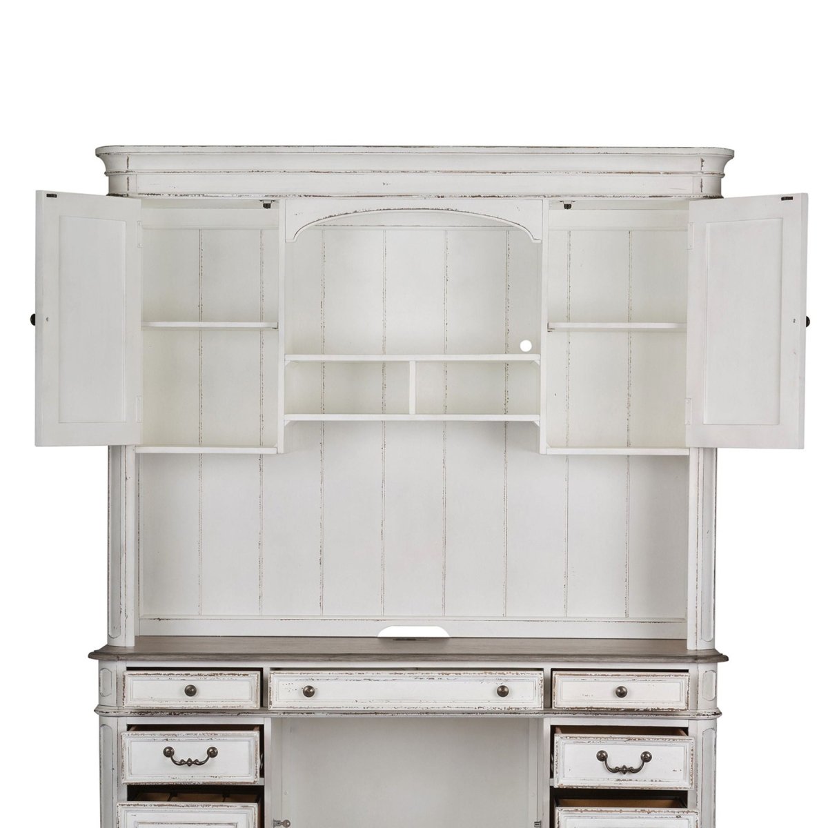 Magnolia Manor - Jr Executive Credenza Hutch - White Hutches by Liberty Furniture - Walls Furniture & Mattress