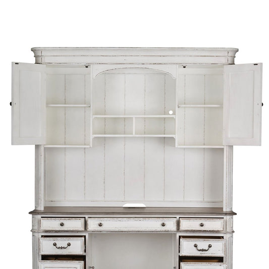 Magnolia Manor - Jr Executive Credenza Hutch - White Hutches by Liberty Furniture - Walls Furniture & Mattress