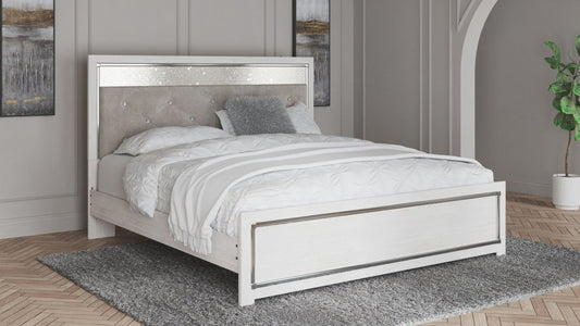 Altyra - King Panel Bed With Upholstered Headboard - White Panel Beds by Signature Design by Ashley® - Walls Furniture & Mattress