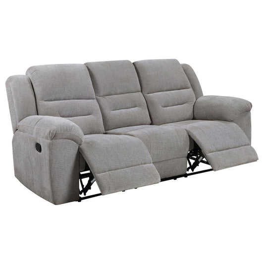 Gilson - Chenille Upholstered Reclining Sofa - Gray Reclining Sofas by Coaster Fine Furniture - Walls Furniture & Mattress