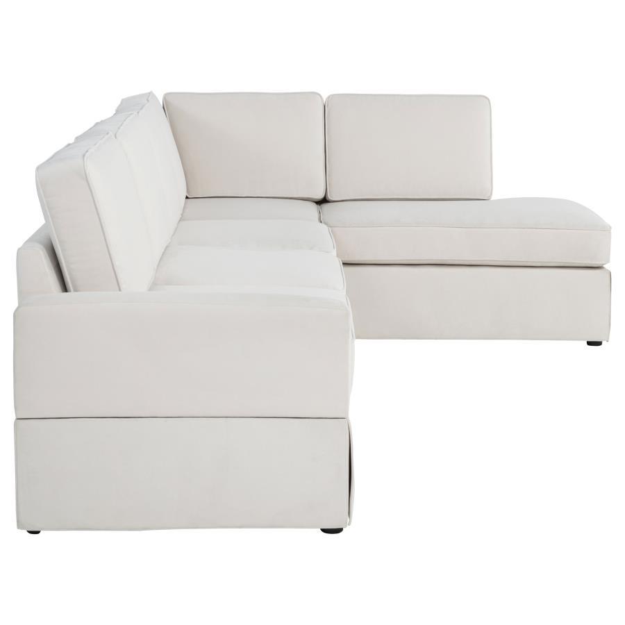 Delmar - Velvet Upholstered Sectional Sofa Skirted Base - Latte Stationary Sectionals by Coaster Fine Furniture - Walls Furniture & Mattress