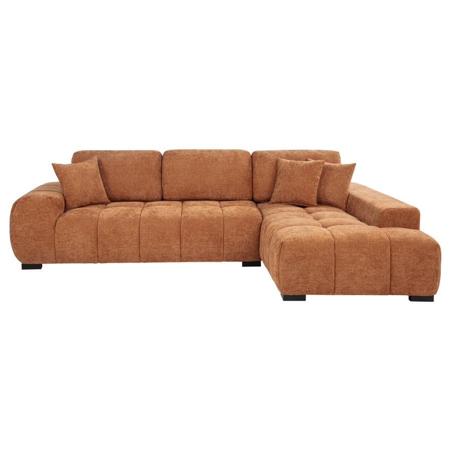 Octavia - Fabric Upholstered Sectional Chaise Sofa Stationary Sectionals by Coaster Fine Furniture - Walls Furniture & Mattress