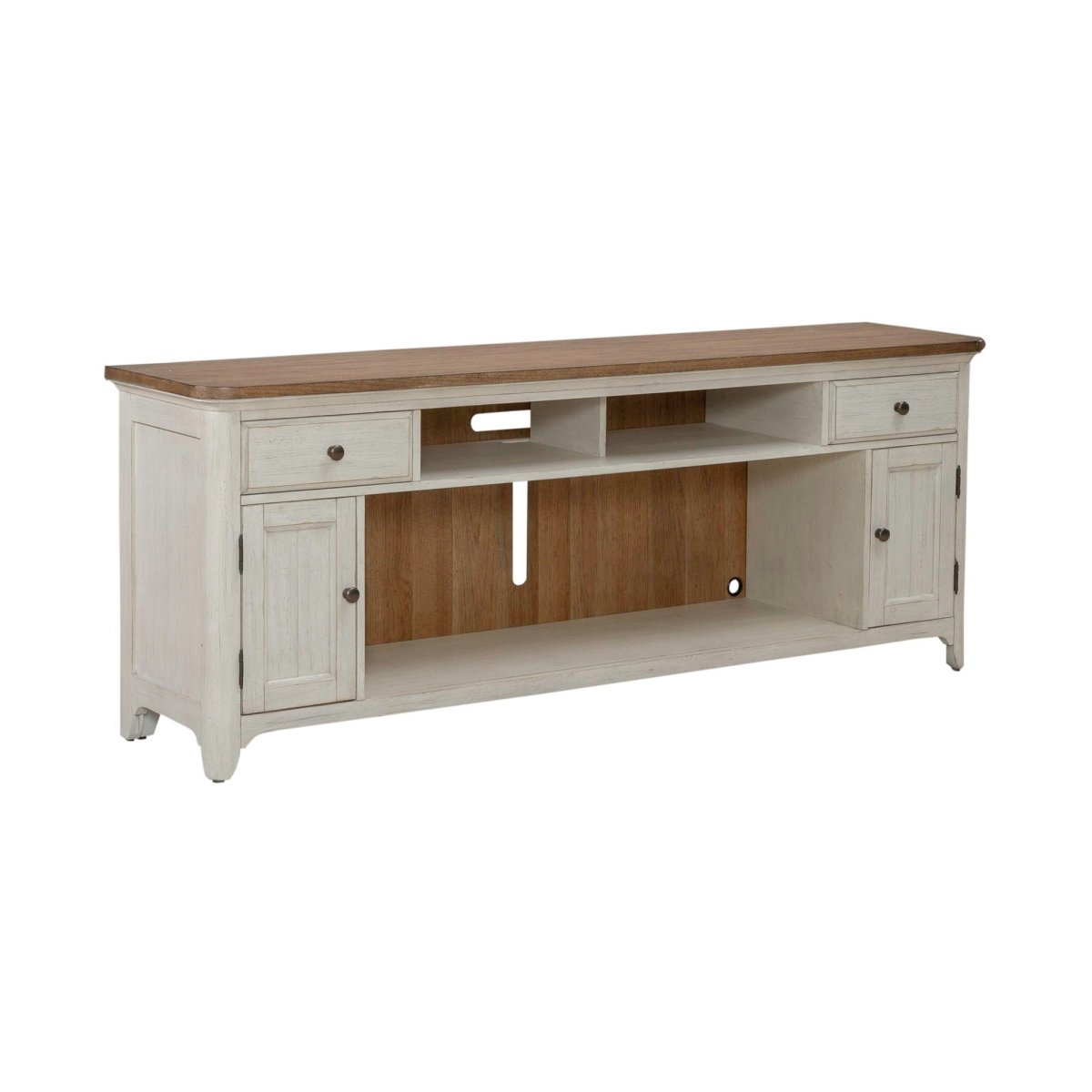 79" Fireplace TV Console - Medium Brown Fireplace TV Stands by Liberty Furniture - Walls Furniture & Mattress