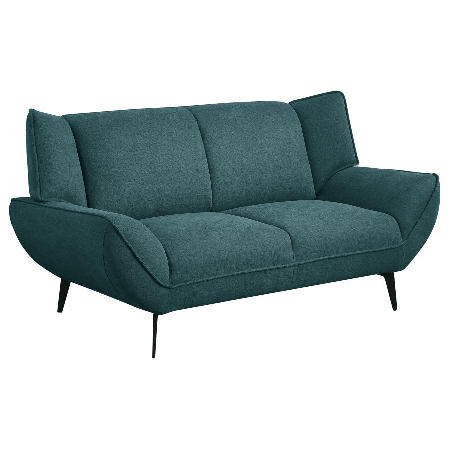 Acton - Upholstered Flared Arm Loveseat - Teal Blue Stationary Loveseats by Coaster Fine Furniture - Walls Furniture & Mattress