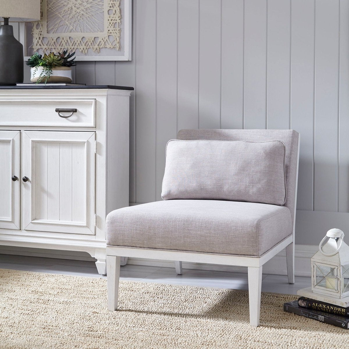 Allyson Park - Upholstered Accent Chair - Wirebrushed White Armless Chairs by Liberty Furniture - Walls Furniture & Mattress