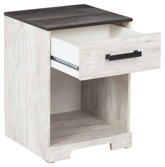Shawburn - One Drawer Night Stand - Whitewash / Charcoal Gray Accent Nightstands by Signature Design by Ashley® - Walls Furniture & Mattress