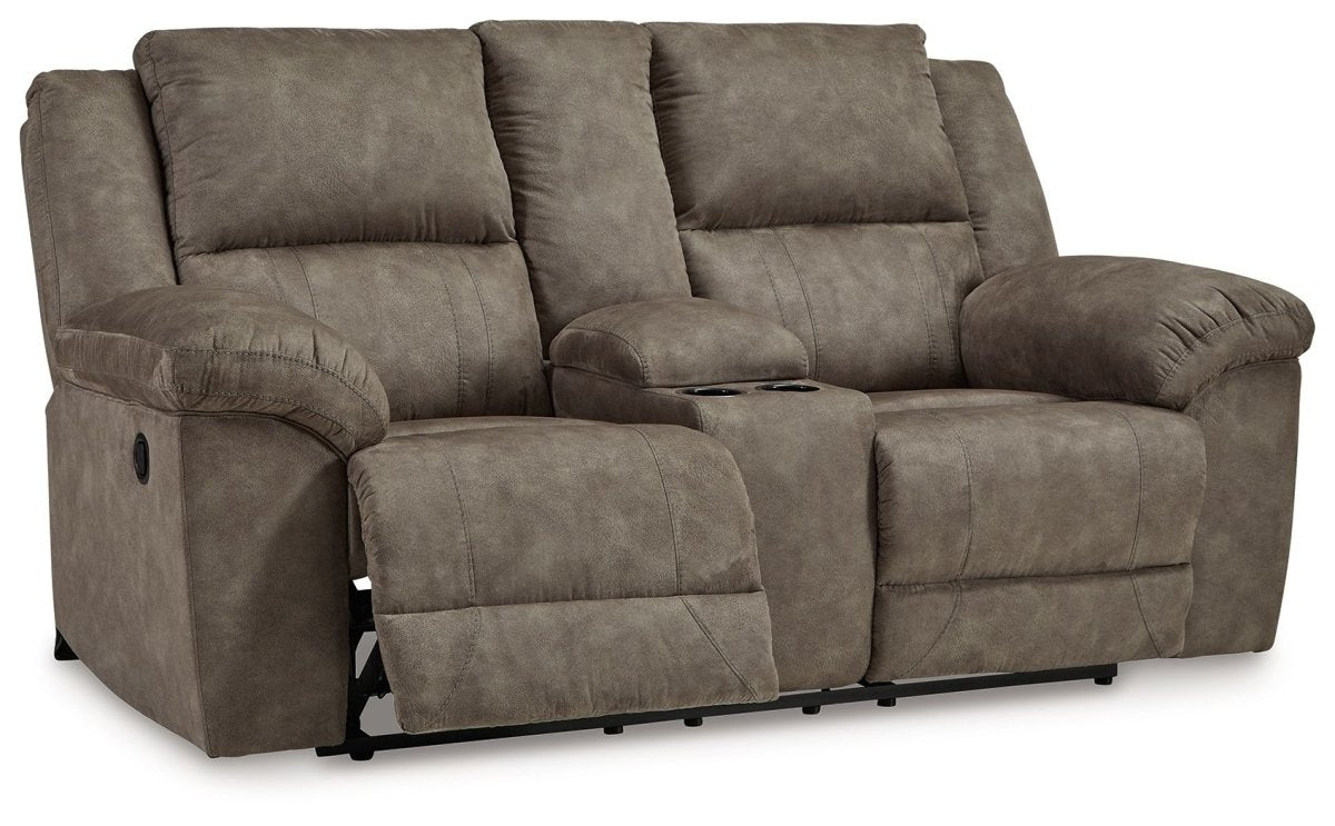 Laresview - Dbl Reclining Loveseat with Console - Fossil Reclining Loveseats by Signature Design by Ashley® - Walls Furniture & Mattress