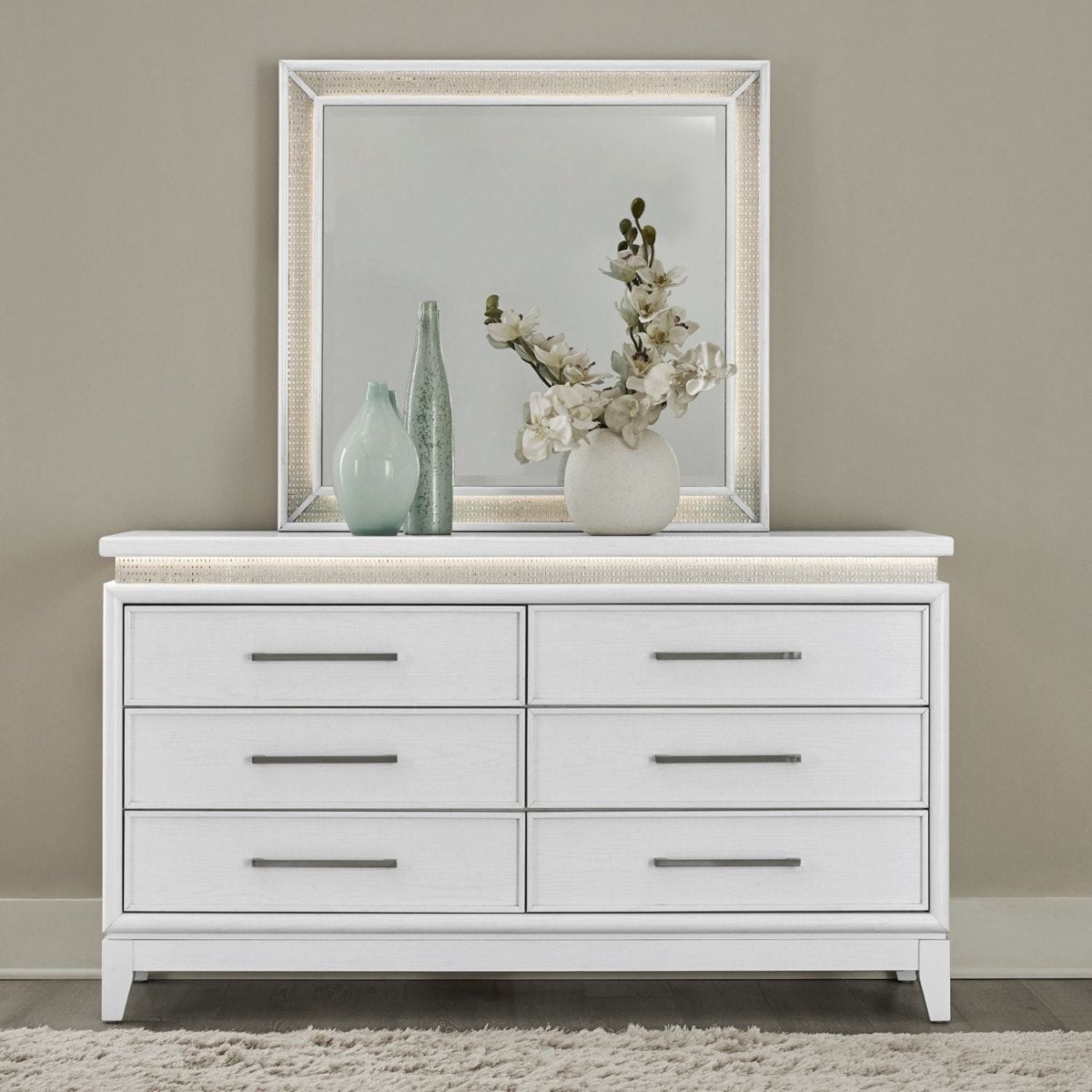 Reflections - Dresser & Mirror - White Dresser & Mirror by Liberty Furniture - Walls Furniture & Mattress