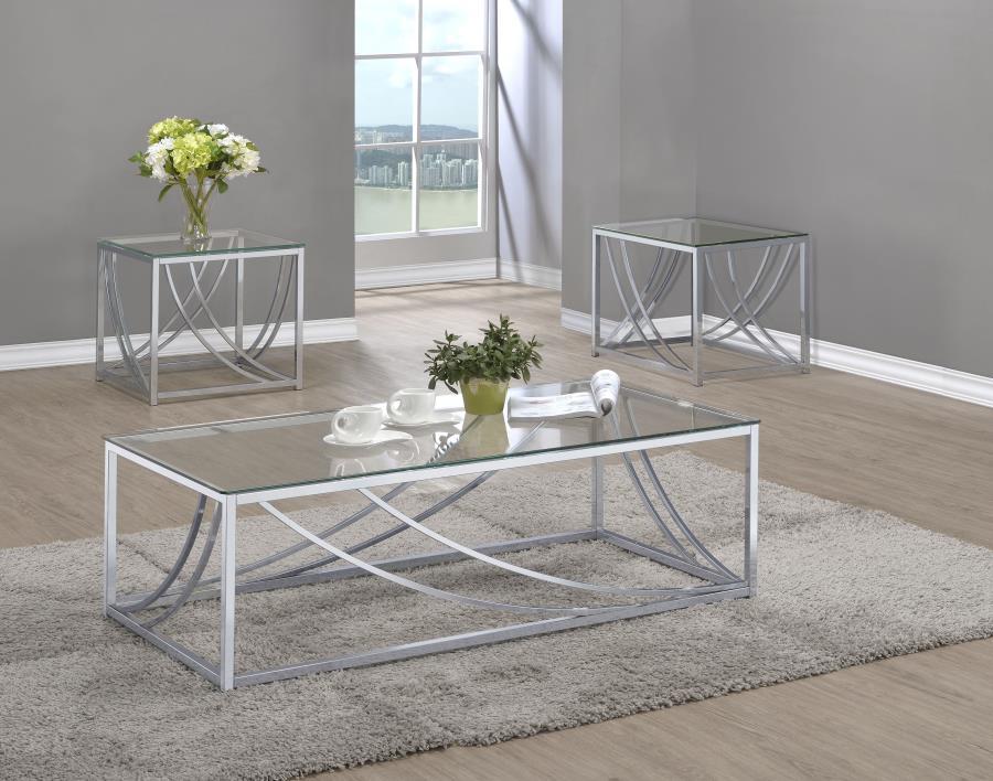 Lille - Glass Top Coffee And End Table Set Table Sets by Coaster Fine Furniture - Walls Furniture & Mattress