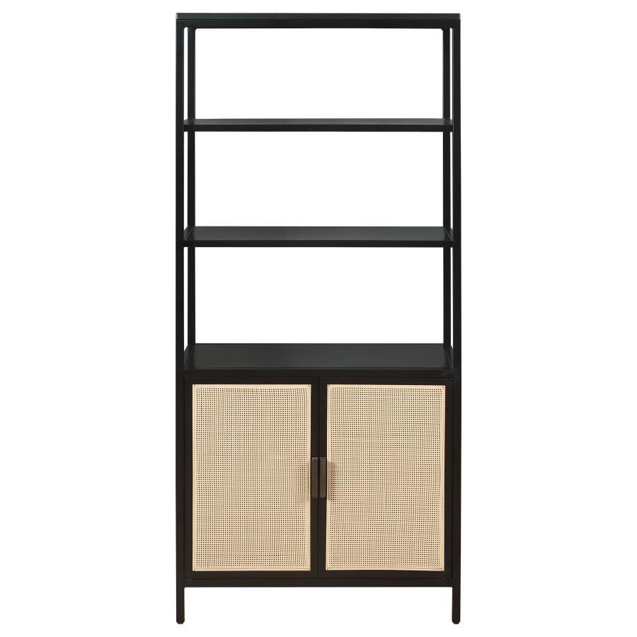 Amherst - 3 - Shelf Radio Weave Cane Metal Accent Cabinet Accent Cabinets by Coaster Fine Furniture - Walls Furniture & Mattress