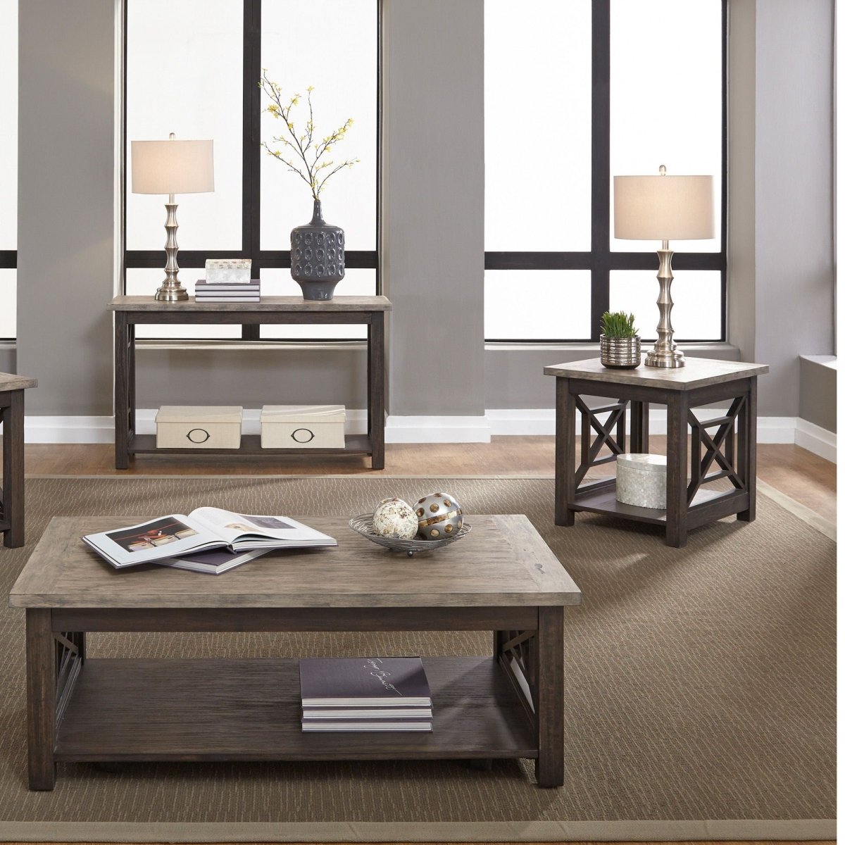 Heatherbrook - 3 Piece Table Set (1 Cocktail 2 End Tables) - Black Table Sets by Liberty Furniture - Walls Furniture & Mattress