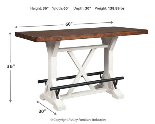 Valebeck - Rectangular Dining Room Counter Table - White / Brown Counter Tables by Signature Design by Ashley® - Walls Furniture & Mattress