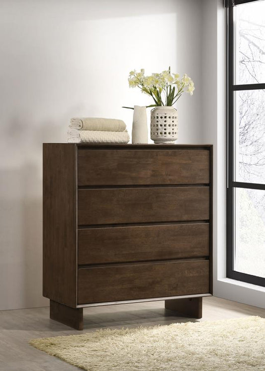 Glenwood - 4 - Drawer Chest Of Drawers - Warm Brown Accent Chests by Coaster Fine Furniture - Walls Furniture & Mattress