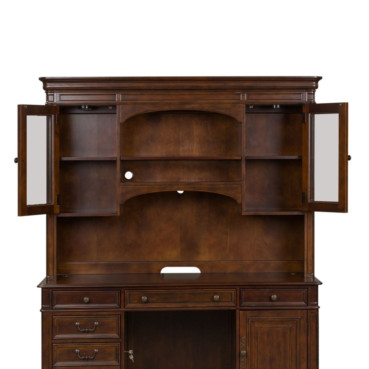 Brayton Manor - Jr Executive Credenza Hutch - Dark Brown Hutches by Liberty Furniture - Walls Furniture & Mattress