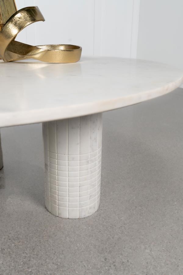 Astoria - Round Genuine Marble Coffee Table - White Coffee Tables by Coaster Fine Furniture - Walls Furniture & Mattress