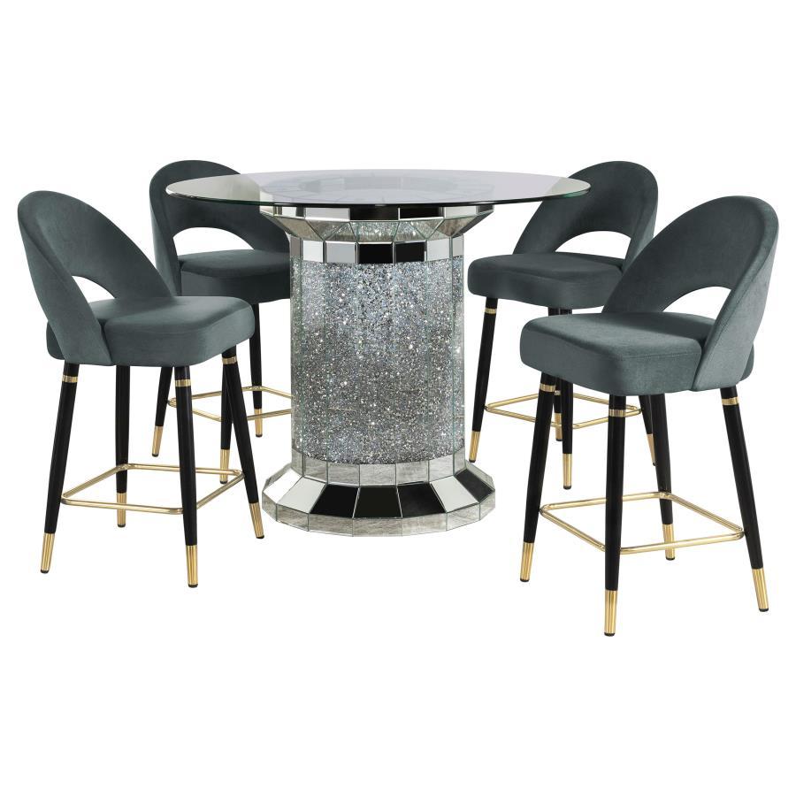 Ellie - Mirrored Counter Height Dining Table Set 5 Piece Dining Room Sets by CoasterElevations - Walls Furniture & Mattress