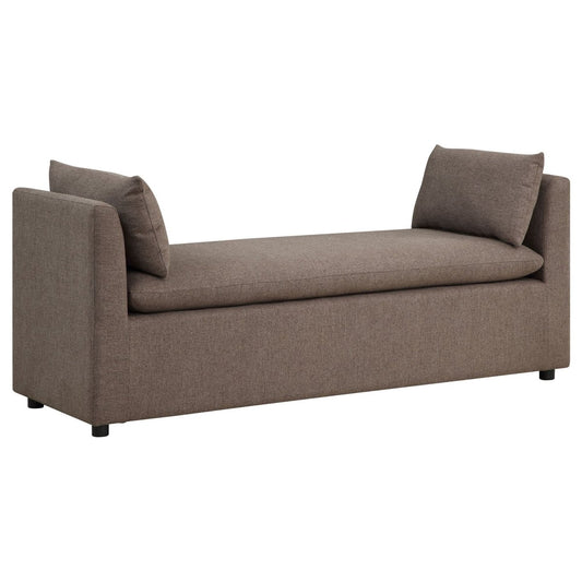 Robin - Upholstered Accent Bench With Armrests - Brown Upholstered Benches by Coaster Fine Furniture - Walls Furniture & Mattress