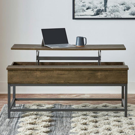 Byers - Engineered Wood Lift Top Coffee Table - Brown Oak Coffee Tables by CoasterEssence - Walls Furniture & Mattress