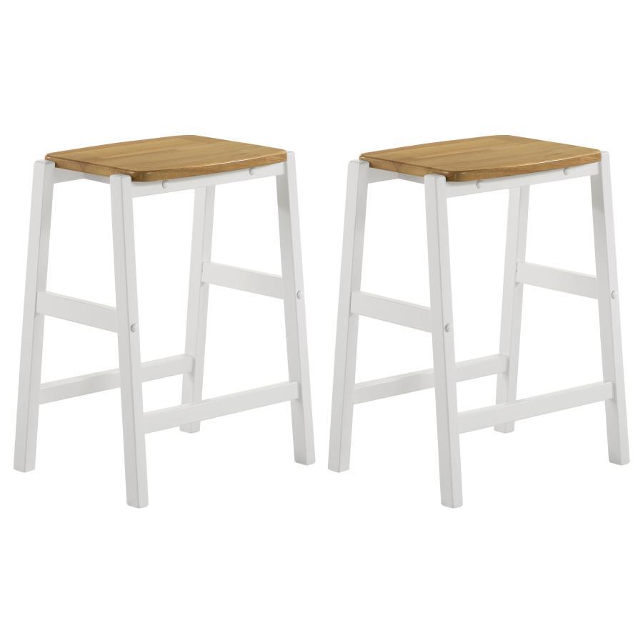 Edgeworth - Wood Backless Counter Stool (Set of 2) - White Stool Sets by Coaster Fine Furniture - Walls Furniture & Mattress