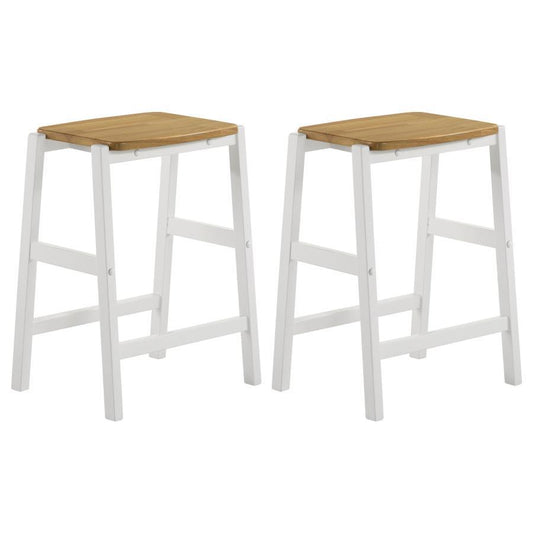 Edgeworth - Wood Backless Counter Stool (Set of 2) - White Stool Sets by Coaster Fine Furniture - Walls Furniture & Mattress