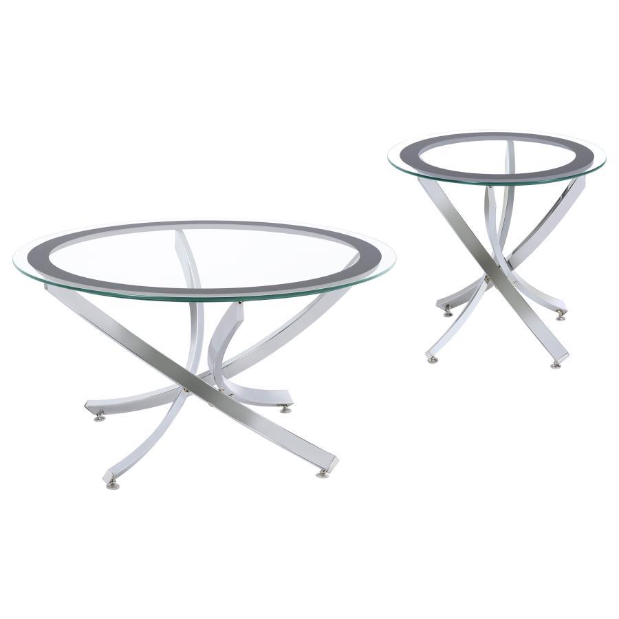 Brooke - Round Glass Top Coffee Table Set Table Sets by Coaster Fine Furniture - Walls Furniture & Mattress