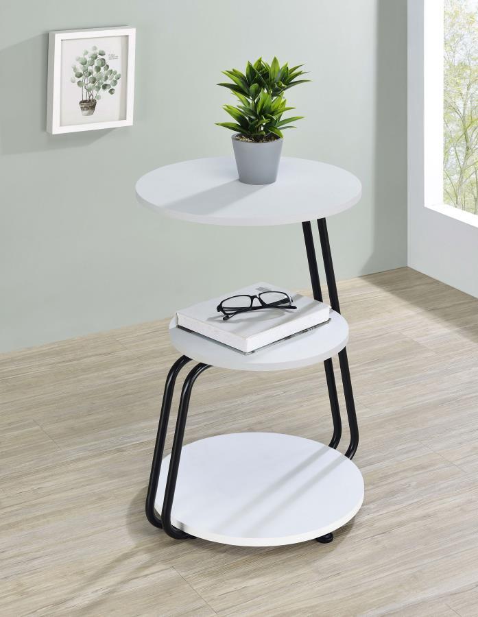 Hilly - 3 - Tier Round Accent Side Table - White And Black Side Tables by Coaster Fine Furniture - Walls Furniture & Mattress