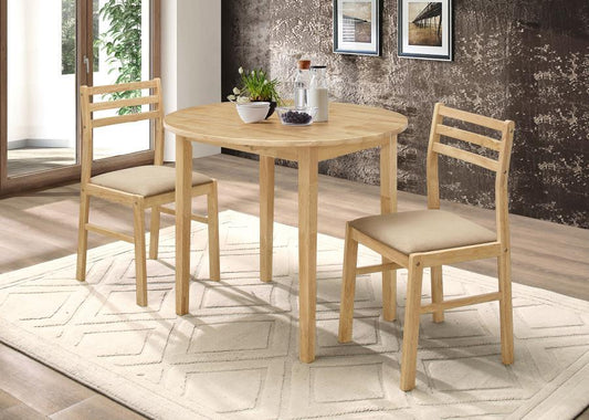 Bucknell - 3 Piece Round Drop Leaf Dining Table Set 3 Piece Dining Room Sets by CoasterEveryday - Walls Furniture & Mattress