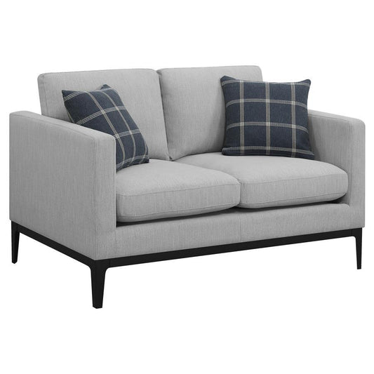 Apperson - Upholstered Track Arm Loveseat - Light Gray Stationary Loveseats by CoasterElevations - Walls Furniture & Mattress