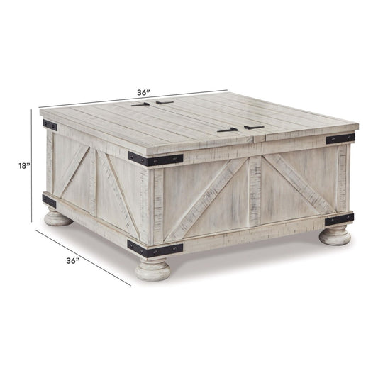 Carynhurst - Cocktail Table with Storage - Whitewash Cocktail Tables by Signature Design by Ashley® - Walls Furniture & Mattress