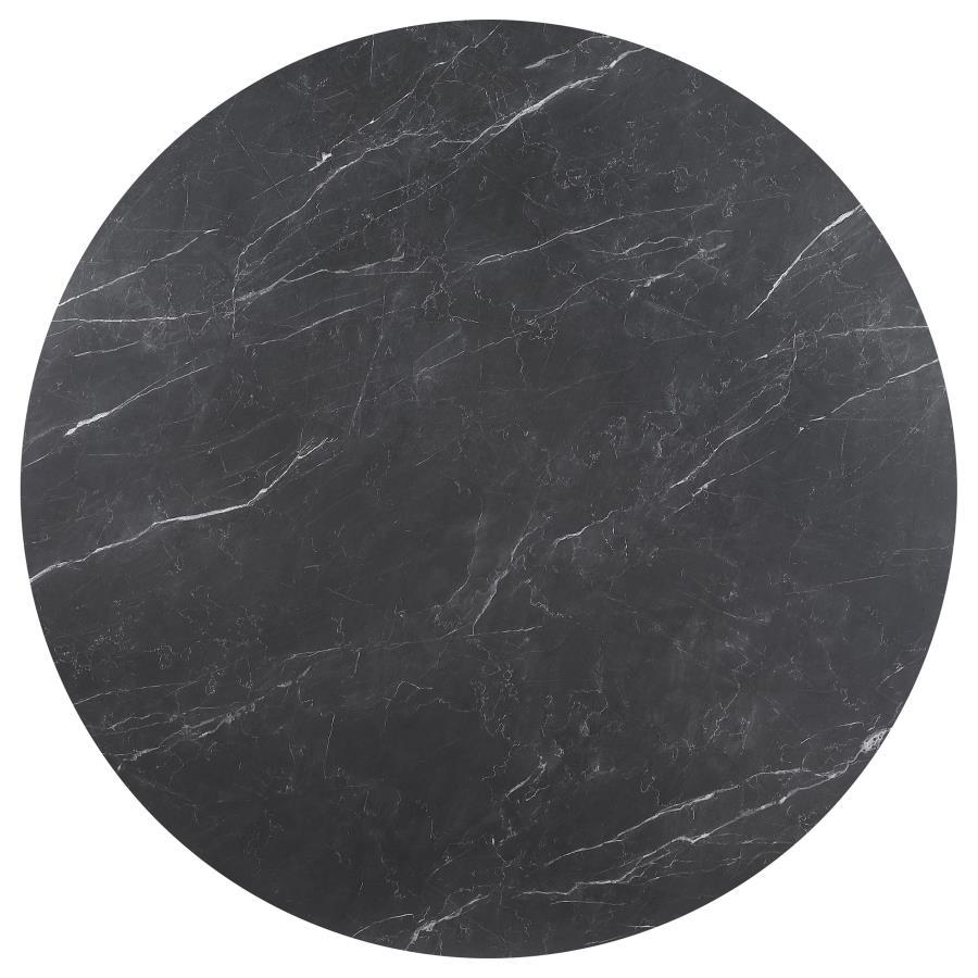 Camden - Round Faux Marble Top Dining Table - Black Dining Tables by Coaster Fine Furniture - Walls Furniture & Mattress