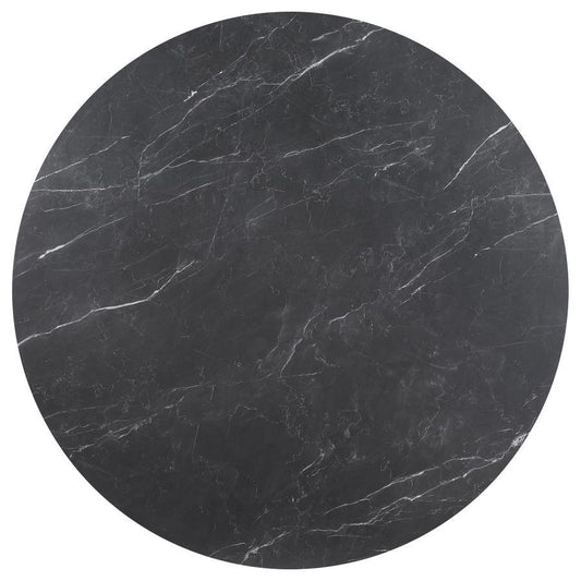 Camden - Round Faux Marble Top Dining Table - Black Dining Tables by Coaster Fine Furniture - Walls Furniture & Mattress