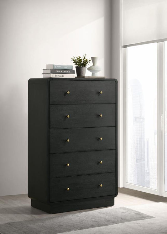 Cavelle - 5 - Drawer Chest Of Drawers - Black Accent Chests by Coaster Fine Furniture - Walls Furniture & Mattress