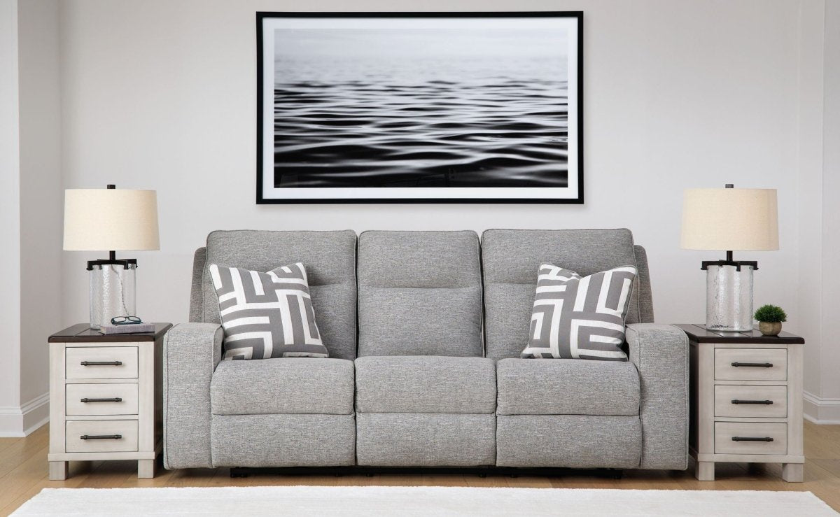 Biscoe - Power Reclining Sofa With Adj Headrest - Pewter Reclining Sofas by Signature Design by Ashley® - Walls Furniture & Mattress