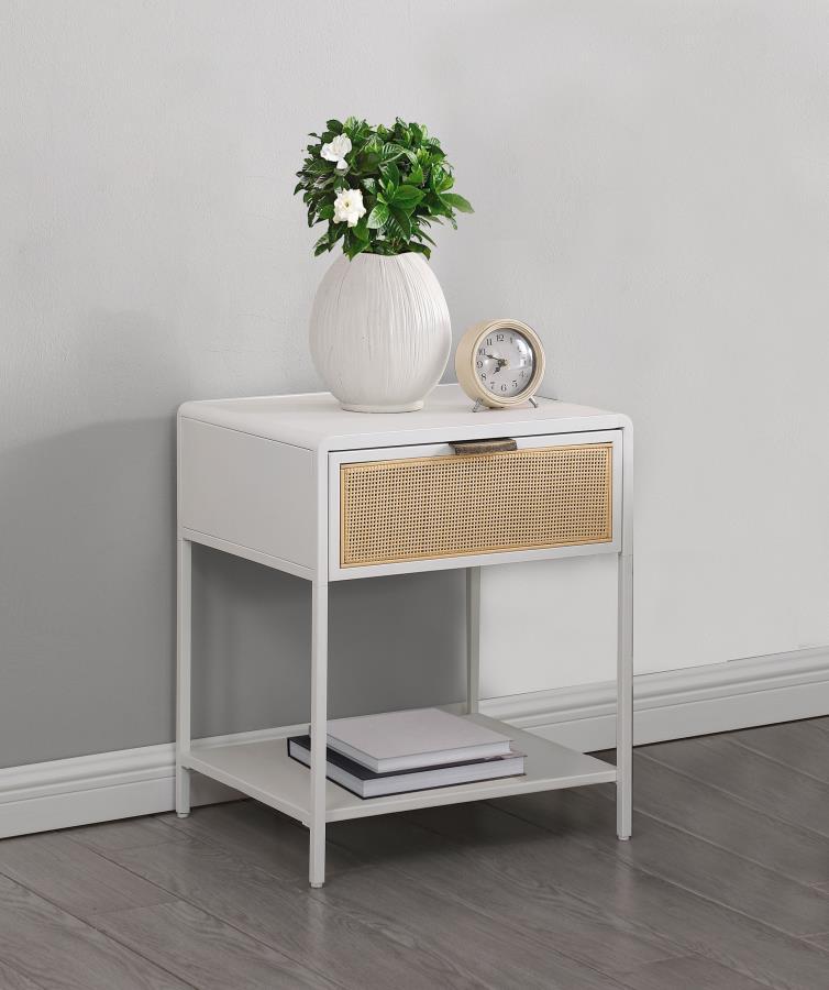 Amherst - 1 - Drawer Radio Weave Rattan Metal Side Table Side Tables by Coaster Fine Furniture - Walls Furniture & Mattress