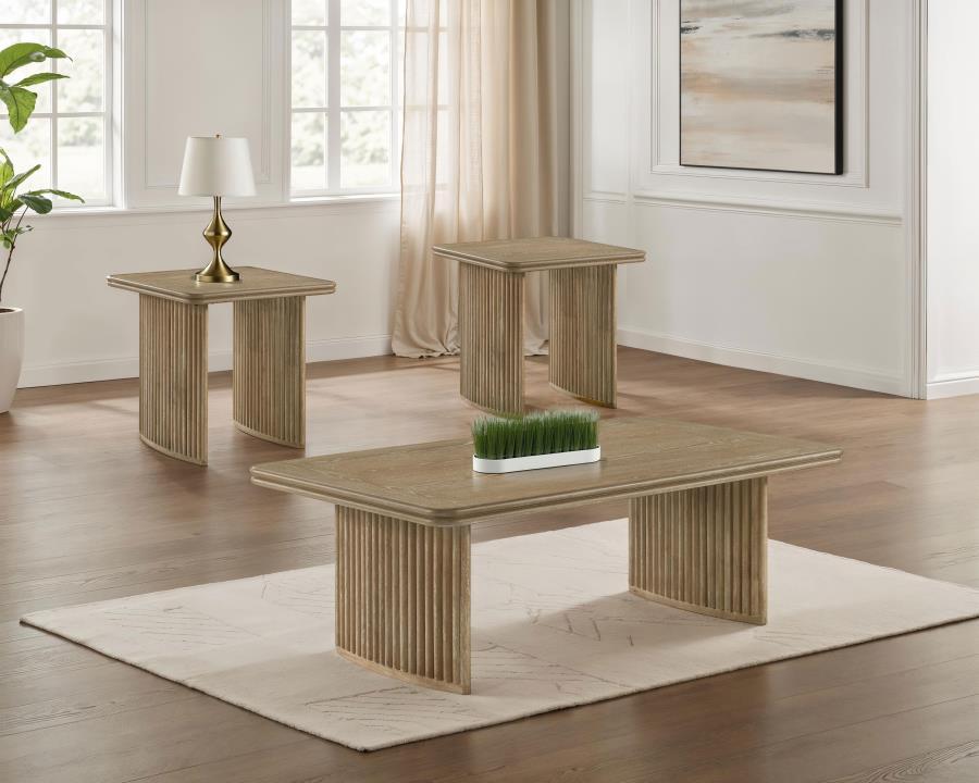 Adina - Wood Coffee Table Set Table Sets by Coaster Fine Furniture - Walls Furniture & Mattress