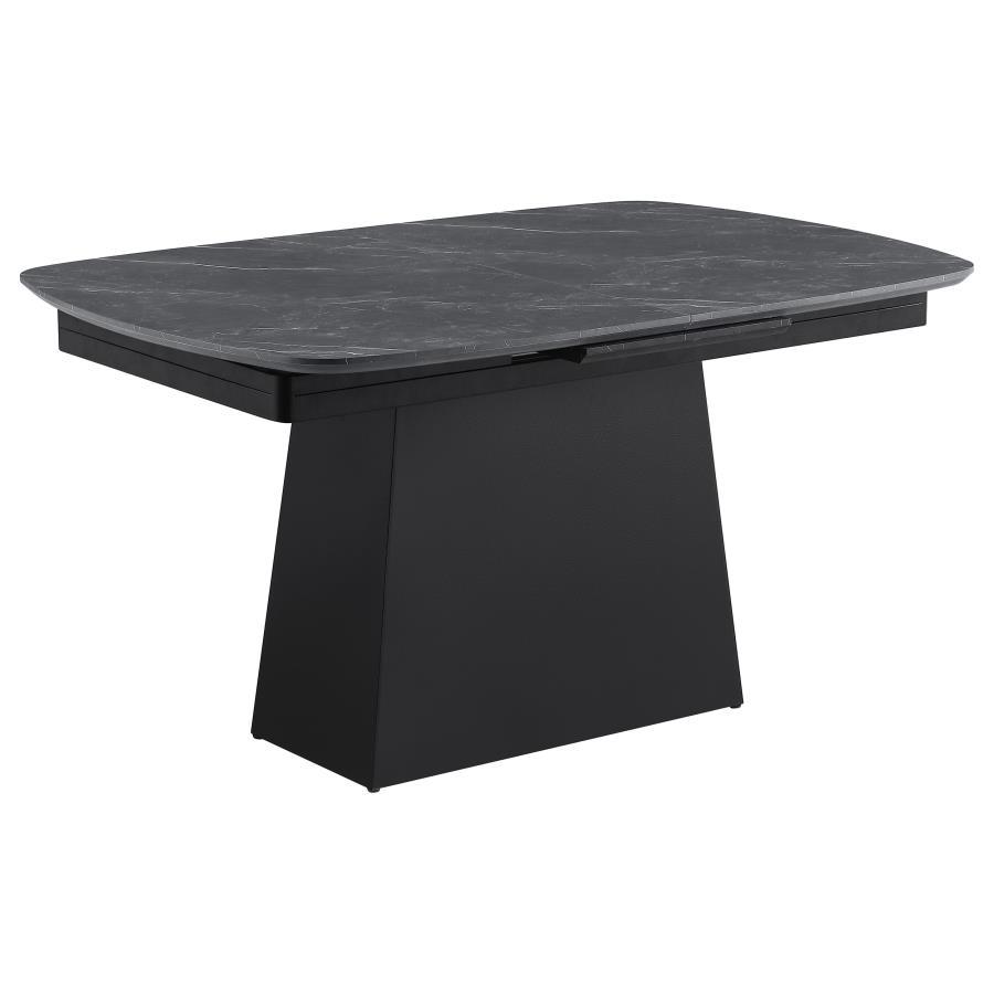 Potero - Faux Marble Extension Leaf Dining Table - Black Dining Tables with Extensions by Coaster Fine Furniture - Walls Furniture & Mattress