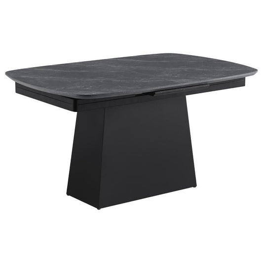 Potero - Faux Marble Extension Leaf Dining Table - Black Dining Tables with Extensions by Coaster Fine Furniture - Walls Furniture & Mattress