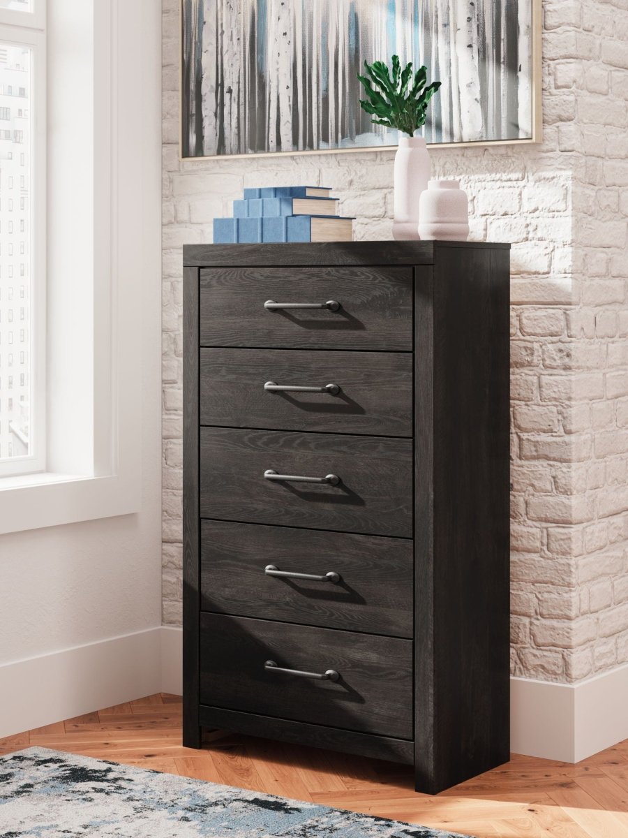 Hollivern - Five Drawer Chest - Dark Gray Accent Chests by Signature Design by Ashley® - Walls Furniture & Mattress