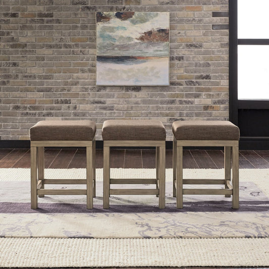 Sun Valley - 3 Piece Upholstered Console Stools Set - Light Brown Stool Sets by Liberty Furniture - Walls Furniture & Mattress
