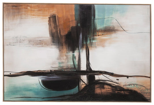 Brunonia - Wall Art - Teal / Orange / Black Canvas Art by Signature Design by Ashley® - Walls Furniture & Mattress