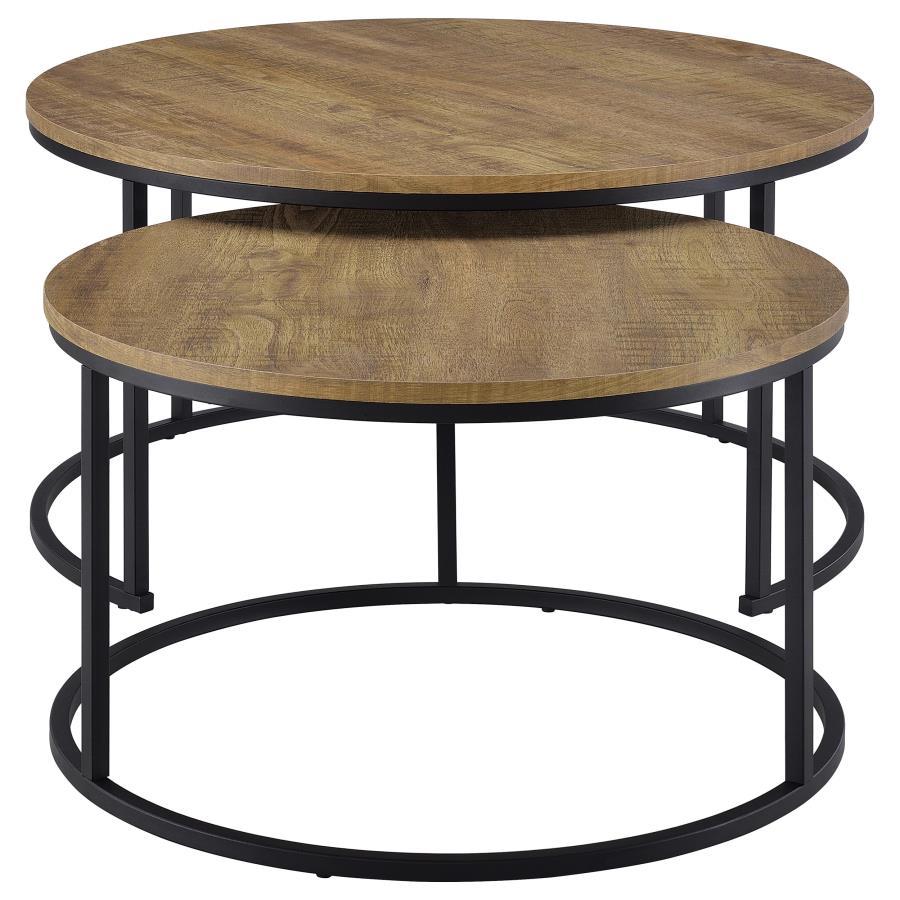 Lainey - 2 Piece Round Nesting Coffee Table - Mango Nesting Tables by Coaster Fine Furniture - Walls Furniture & Mattress