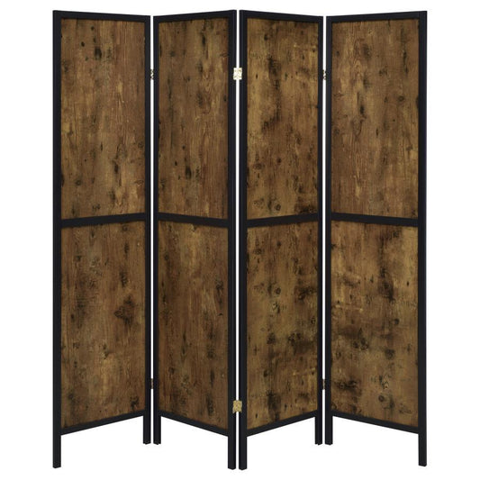 Deepika - 4 - Panel Room Divider Folding Screen - Rustic Nutmeg Room Dividers by CoasterEveryday - Walls Furniture & Mattress