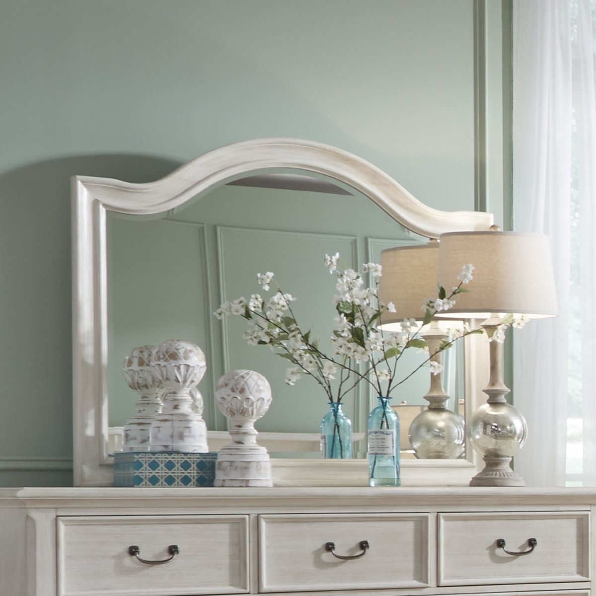 Bayside - Arched Mirror - White Arched Mirrors by Liberty Furniture - Walls Furniture & Mattress