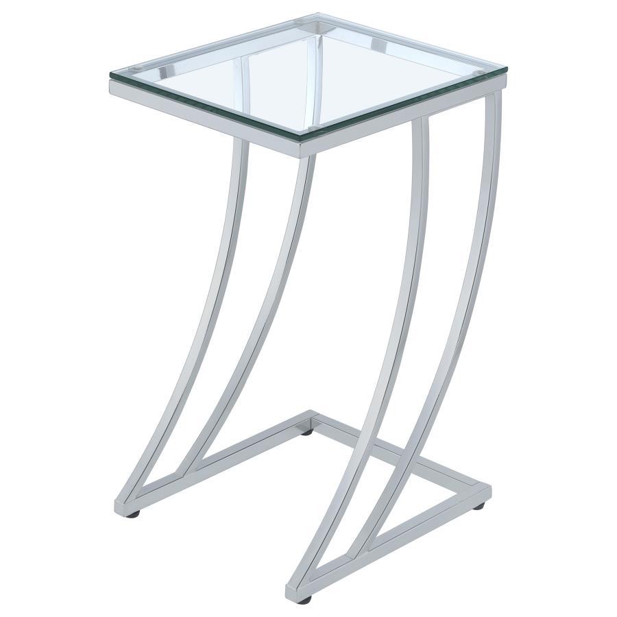 Cayden - Rectangular Glass Top Sofa Side Table - Chrome Side Tables by CoasterEveryday - Walls Furniture & Mattress