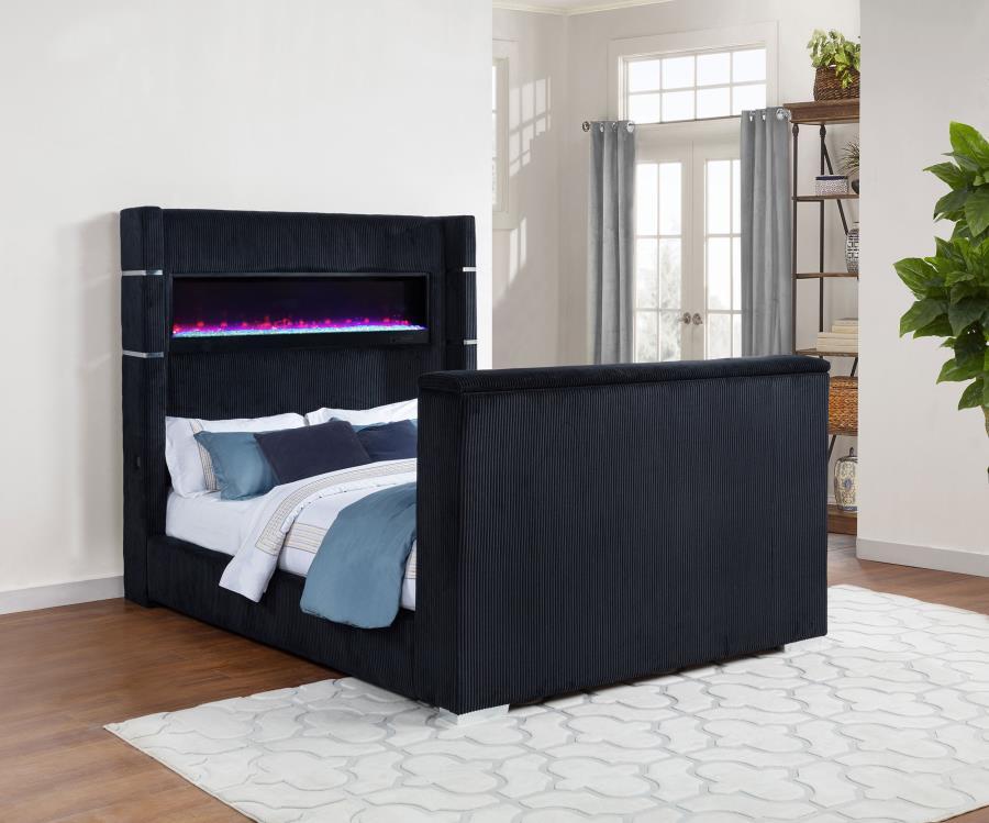 Tisdall - Flame Visualizer TV Bed Upholstered Beds by Coaster Fine Furniture - Walls Furniture & Mattress