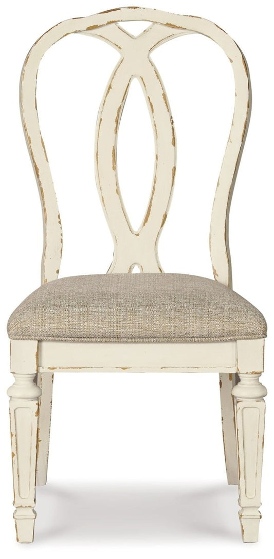 Realyn - Dining UPH Side Chair (Set of 2) - Ribbonback - Chipped White Chair Sets by Signature Design by Ashley® - Walls Furniture & Mattress