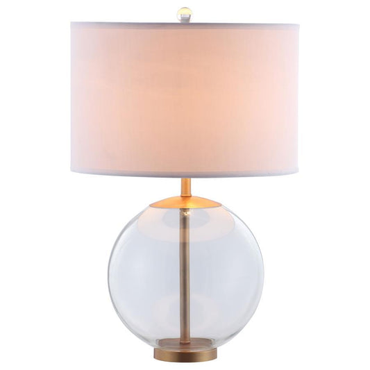 Kenny - Drum Shade Clear Glass Table Lamp - Brass Table Lamps by CoasterEssence - Walls Furniture & Mattress