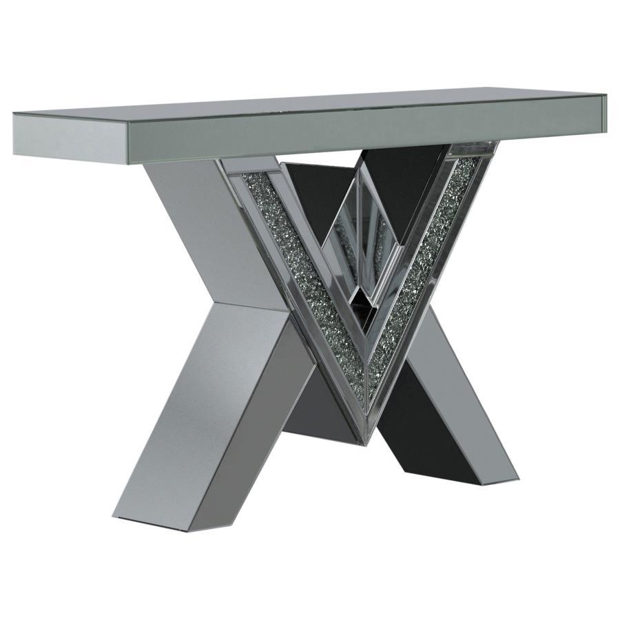 Taffeta - Glass Top Mirrored Acrylic Table End Tables by CoasterElevations - Walls Furniture & Mattress