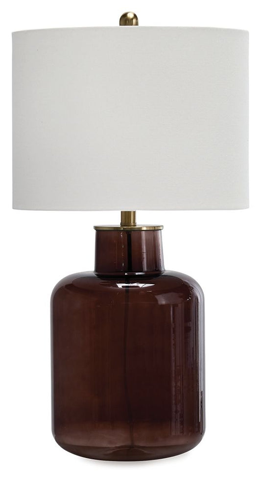 Mette - Brown / Gold Finish - Glass Table Lamp Table Lamps by Signature Design by Ashley® - Walls Furniture & Mattress