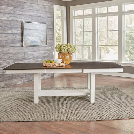 Brook Bay - Trestle Table - White & Brown Dining Tables with Extensions by Liberty Furniture - Walls Furniture & Mattress